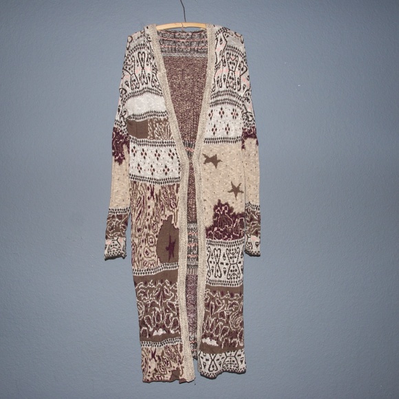 FREE PEOPLE Bandana Hooded Cardigan Sweater sz M - Picture 3 of 8